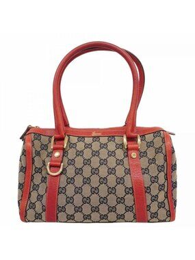 Gucci Handbag GG Canvas Abbey Navy Red Gold